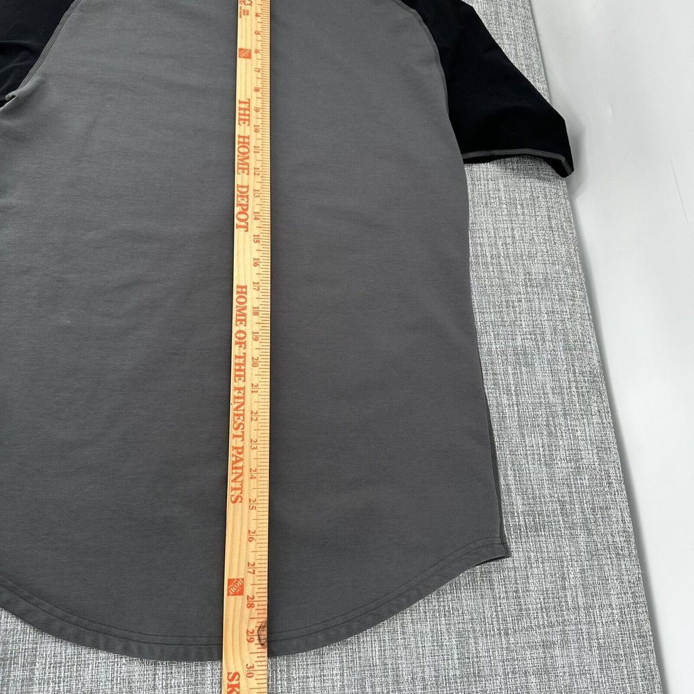 BYLT Shirt‎ Mens Medium Drop Cut Lux Short Sleeve Color Block Raglan Black Gray - Picture 9 of 10